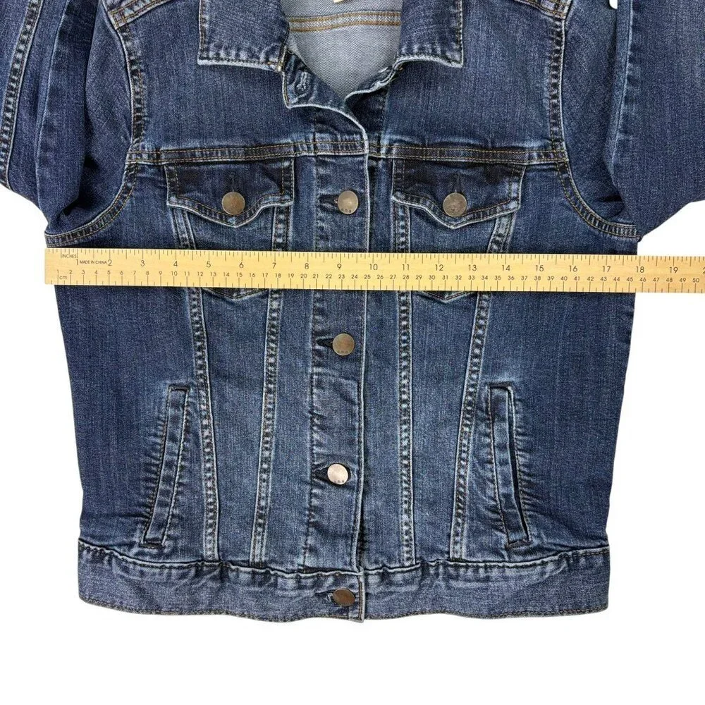 A.N.A Women’s Blue Denim Jean Jacket Size Small Stretch Classic Button Up